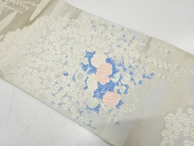 JAPANESE KIMONO / ANTIQUE FUKURO OBI / SILK / WOVEN WEEPING SAKURA